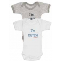 ISI MINI - Romper - Tekst: I'm Dutch - Grijs / Wit - 62/