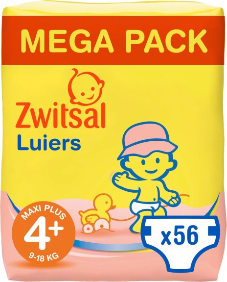 Zwitsal Luiers Maxi Plus Maat 4+ 56 stuks