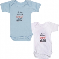 Isi Mini Romper Ik ben stoer, stout en heel slim - Blauw