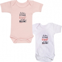 Isi Mini Romper Ik ben stoer, stout en slim - Roze / Wit