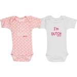 Romper I'm Dutch - Roze / Wit - maat 62/68 Romper I'm Dutch - Roze / Wit - maat 62/68