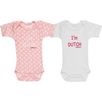 Isi Mini Romper I'm Dutch - Roze / Wit - maat 62/68