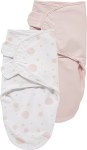 Swaddle Inbakerdoeken 2-pack - 0-3 mnd - Dots/Uni roze