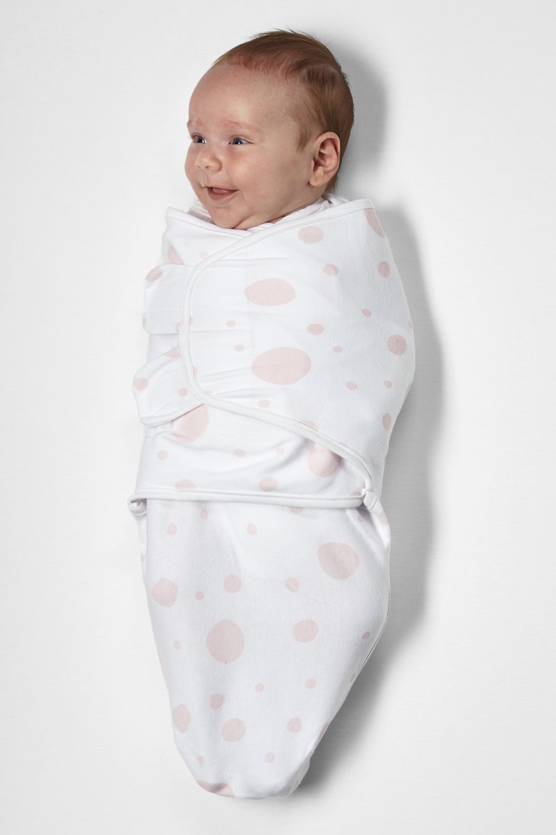 Swaddle Inbakerdoeken 2-pack - 0-3 mnd - Dots/Uni roze - afbeelding 2