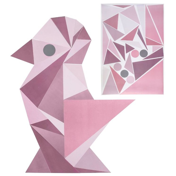 Sebra muursticker geometrische vogel roze 