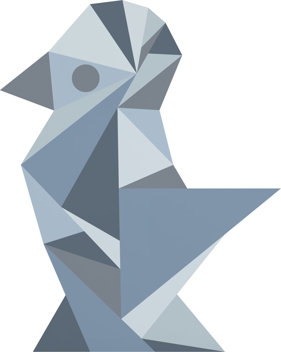 Muursticker geometrische vogel blauw