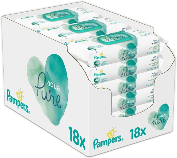 Pampers Aqua Pure Billendoekjes - 864 Stuks