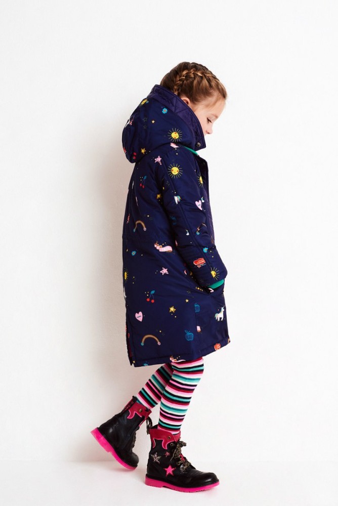 Mim-pi Meisjes Jas - Blauw/Multi - Maat 134 - Babyoutlet