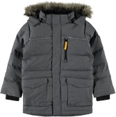 Name it Jongens Winterjas - Dark Grey Melange - Maat 104