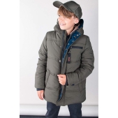 Bellaire parka met capuchon grijsgroen - Maat 158/164