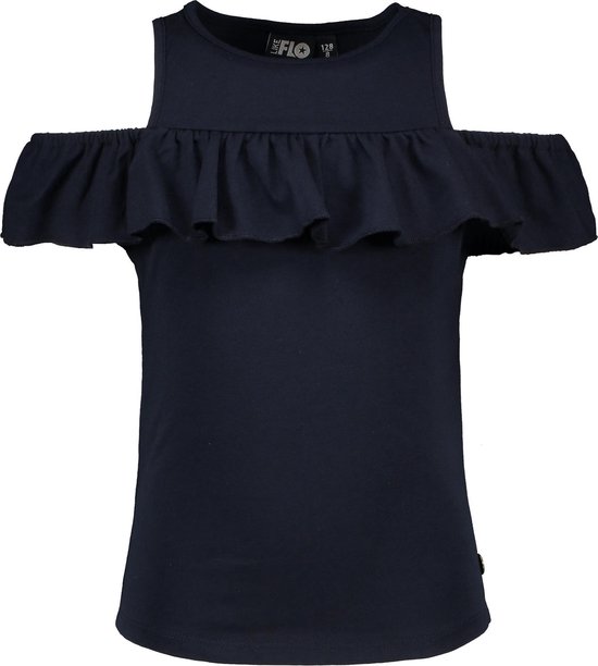 open schouder ruffle top donkerblauw maat 110