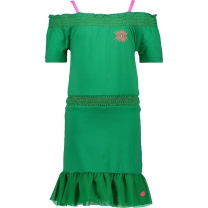 Kidz-Art off-shoulder jurk - Green - Maat 104 