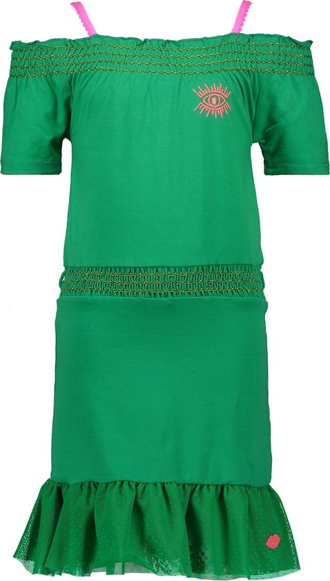 off-shoulder jurk - Green - Maat 104 