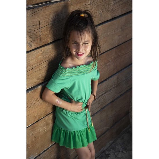 off-shoulder jurk - Green - Maat 104  - afbeelding 4