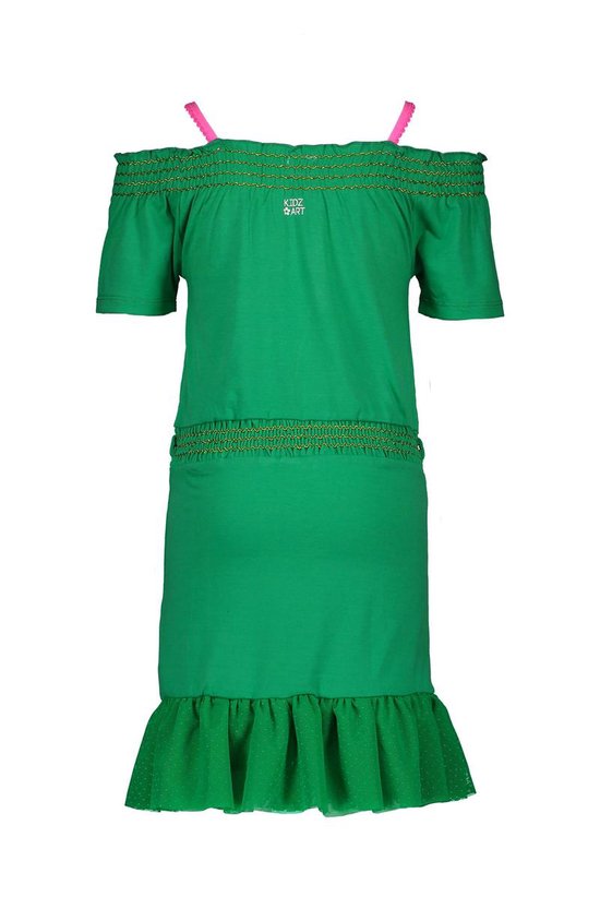 off-shoulder jurk - Green - Maat 104  - afbeelding 2