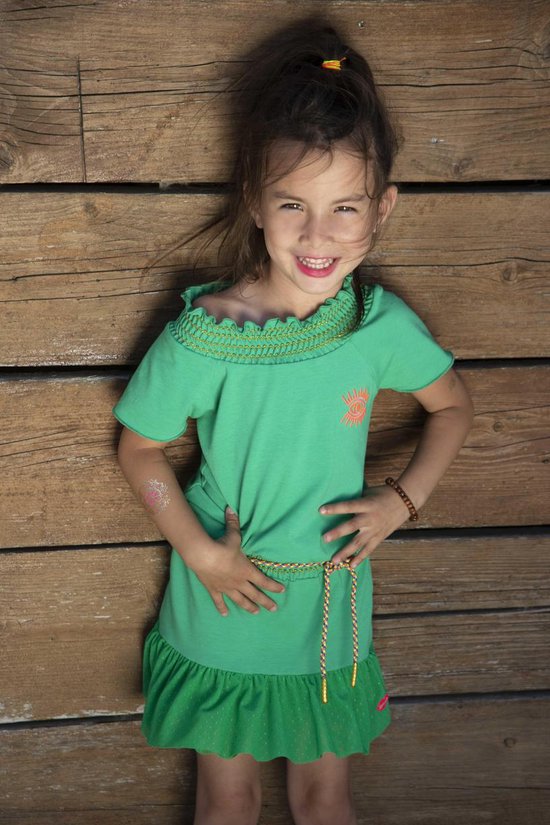 off-shoulder jurk - Green - Maat 104  - afbeelding 3