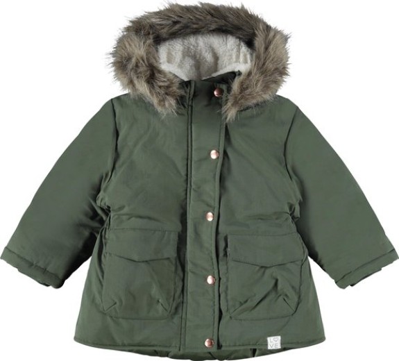 Name it Donkergroene Parka Winterjas bontkraag - Maat 98