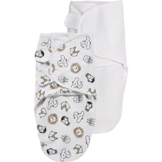 Meyco Inbakerdoek 0-3 mnd - Animal/Uni wit - 2 stuks