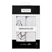 Meyco Inbakerdoek 0-3 mnd - Animal/Uni wit - 2 stuks