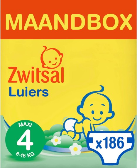 Zwitsal Maandbox Maat 4 (Maxi) 8-16 kg - 186 stuks - Lui