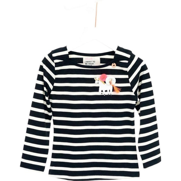 Mim-Pi Meisjes T-shirt - Zwart-wit - Maat 116