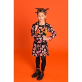 Mim-pi Meisjes Jurk - Zwart, roze en groen - Maat 92