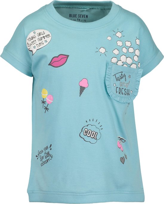 T-shirt - aqua blauw - Maat 116