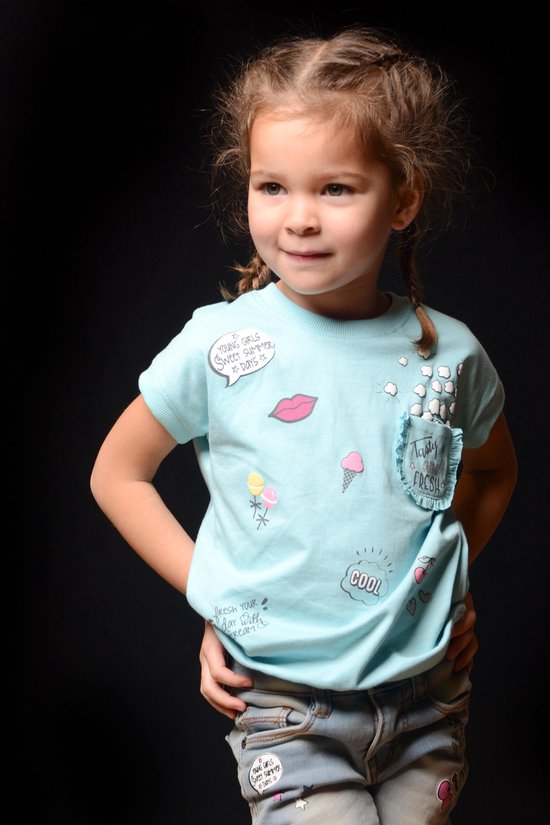 T-shirt - aqua blauw - Maat 116 - afbeelding 3