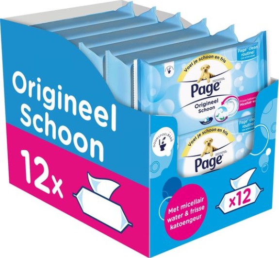 Page vochtig toiletpapier - Origineel Schoon - 38 x 12 s