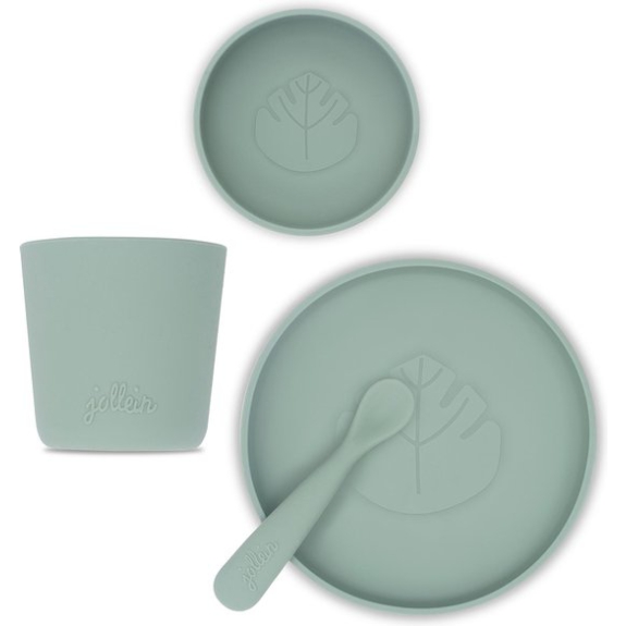 Jollein Silliconen Kinderserviesset 4-delig - Ash Green