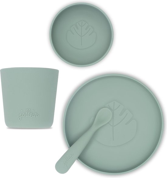 Siliconen Kinderserviesset 4-delig - Ash Green - afbeelding 2