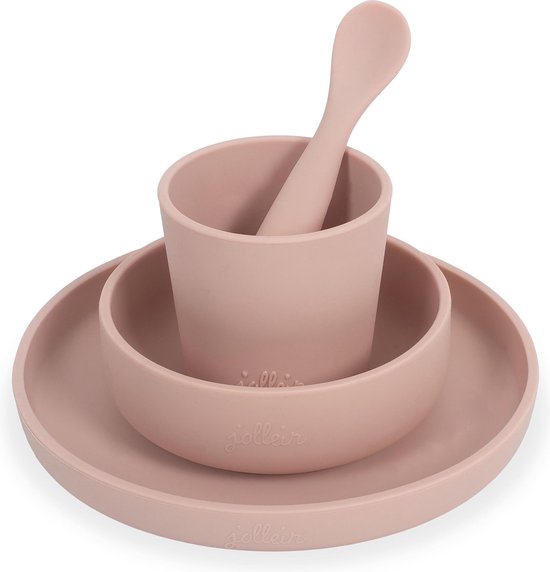 dinerset Kinderserviesset 4-delig Siliconen Pale Pink - afbeelding 6