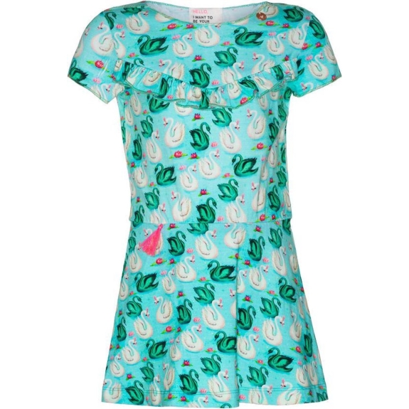 Mim-pi Meisjes Jurk - mint groen - Maat 146