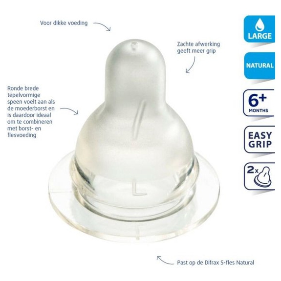 Difrax Flesspeen Natural large - 2 stuks