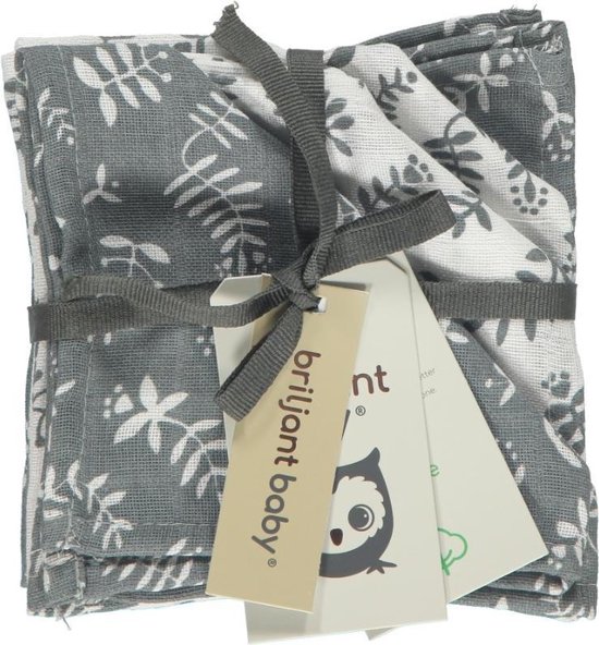 Monddoek Botanic Organic - Blauw Grijs 4pack