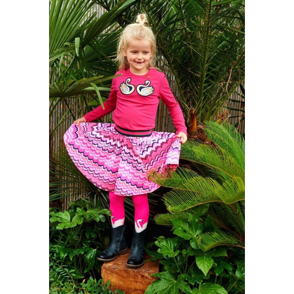 Mim-pi Rok - Roze met multicolor - Maat 92