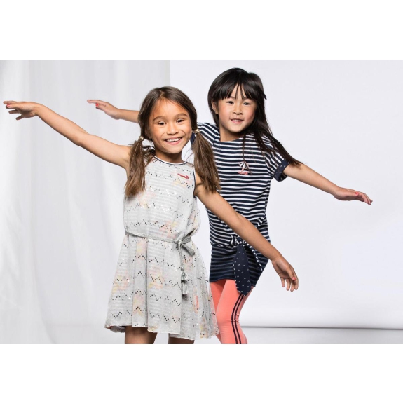 NONO Meisjes Jurk - blue melange - Maat 116