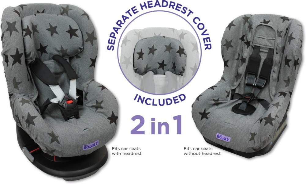 Dooky outlet Seat Cover Groep 1 - Grey Star - Babyoutlet