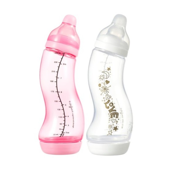 Difrax Doublepack S-babyfles - Natural - 250 ml - Roze/G