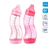 Difrax Doublepack S-babyfles - Natural - 250 ml - Roze/G
