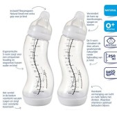 Difrax Doublepack S-babyfles - Natural - 250 ml - Roze/G