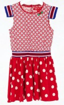 Mim-Pi Meisjes Jurk - Rood-Wit-Blauw - Maat 122