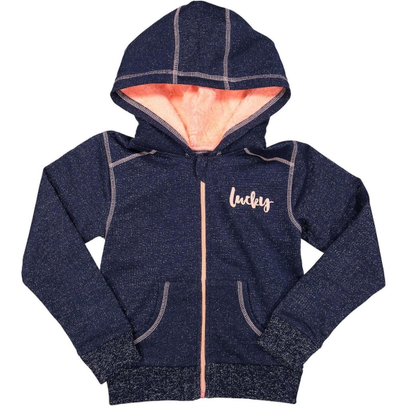 DJ Dutchjeans Vest - Navy melange/ neon peach - Maat 146