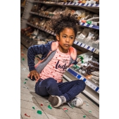 DJ Dutchjeans Vest - Navy melange/ neon peach - Maat 146