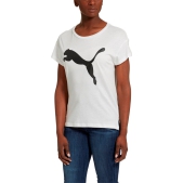 PUMA Active Logo Tee Shirt Dames - PUMA White / Cotton B