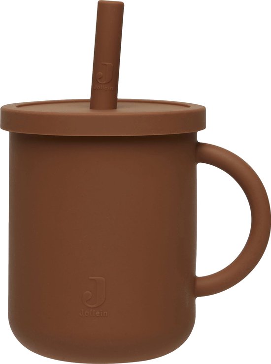 Drinkbeker Met Rietje Siliconen - Caramel