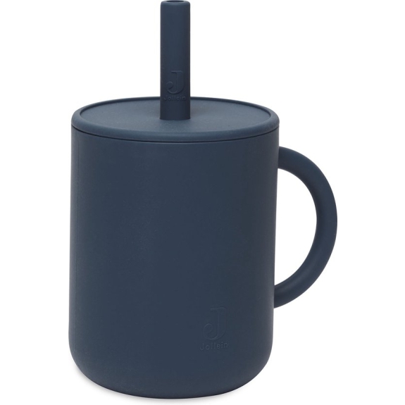 Jollein Drinkbeker Met Rietje Siliconen - Jeans Blue