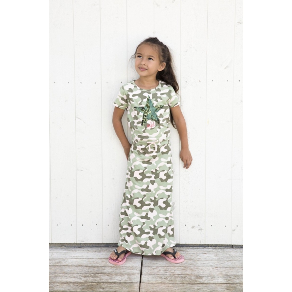 DJ Dutchjeans Jurk - Faded pink/army green - Maat 122