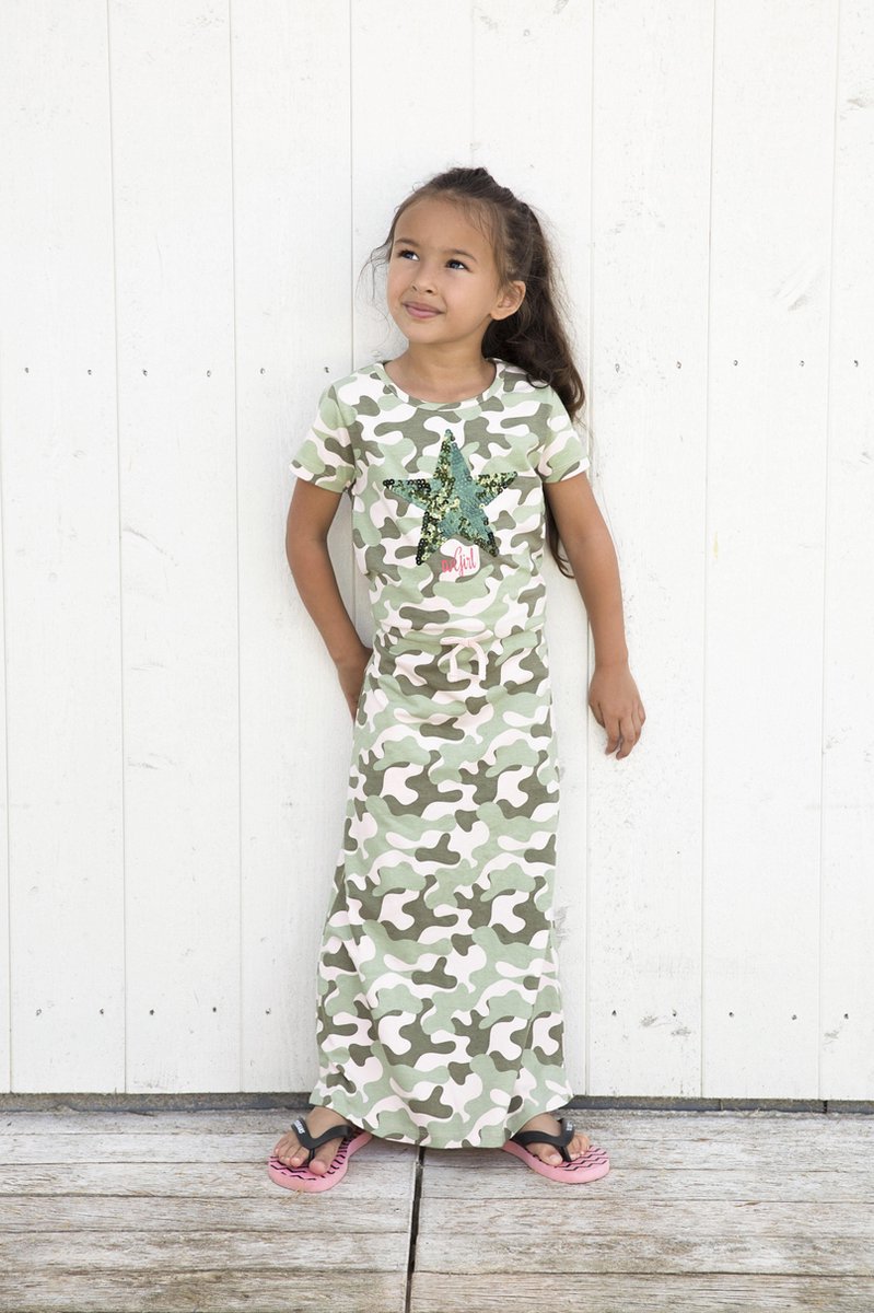 Maxi Jurk - Faded pink/army green - Maat 122 - afbeelding 3