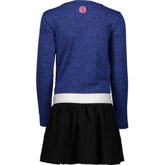 B.Nosy Meisjes jurk - blauwe panter - Maat 122/128